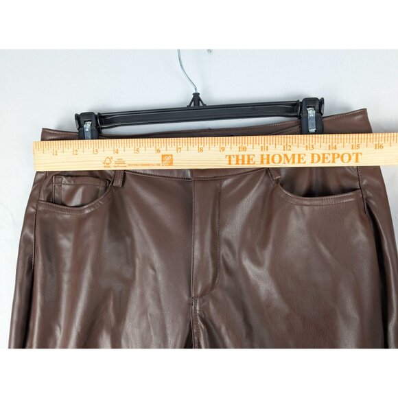 Forever 21 Pants Womens Large Brown Faux Leather Flared Trouser - Picture 3 of 9